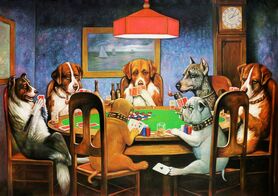 Cassius M. Coolidge - Psy grające w pokera (A Friend in Need)
