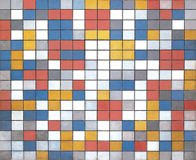 Piet Mondrian - Ekran kompozycja 9: Szachownica Kompozycja jasne kolory