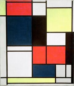 Piet Mondrian - Kompozycja z czerwonym, niebieskim, czarnym i szarym