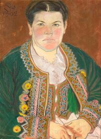 Stanisław Wyspiański - Portret żony w serdaku