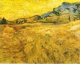 Vincent van Gogh - Pole pszenicy ze żniwiarzem i słońcem 