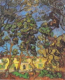 Vincent van Gogh - Drzewa w ogrodzie przed wejściem do szpitala Saint-Paul