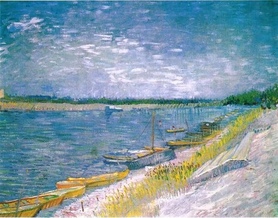 Vincent van Gogh - Widok na rzekę z łodziami