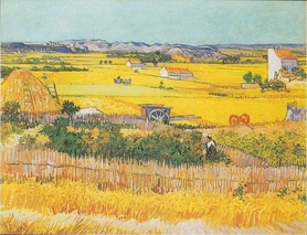 Vincent van Gogh - Żniwa w La Crau z Montmajour w tle