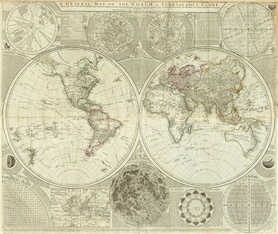 1787r. -  A GENERAL MAP OF THE WORLD or TERRAQUEOUS GLOBE