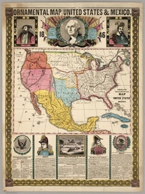 1846r. - Ornamental Map Of The United States and Mexico