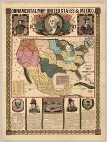 1847r. - Ornamental Map Of The United States & Mexico