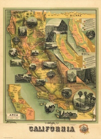 1885r. - Unikalna mapa Kaliforni