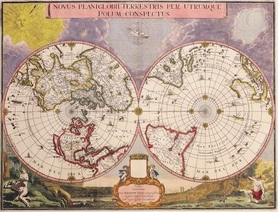 1695r. - Novus Planiglobii Terrestris Per Utrumque Polum Conspectus (Nowy Plan Globu Ziemskiego z każdego bieguna)