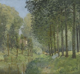 Alfred Sisley - Rest along the Stream. Edge of the Wood (Odpoczynek przy Strumieniu. Krawędź Drzew)