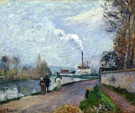 Camille Pissarro - Oise pobliżu Pontoise (The Oise near Pontoise in Grey Weather)