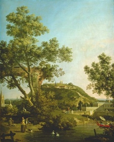 Canaletto - Angielski krajobraz Capriccio z Pałacu (English Landscape Capriccio with a Palace)