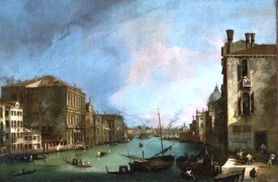 Canaletto - Canale Grande w Wenecji z mostu Rialto