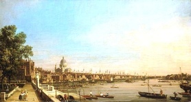 Canaletto - Tamiza z tarasu Somerset House, patrząc w kierunku Świętego Pawła