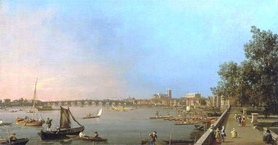 Canaletto -  Tamiza z tarasu Somerset House, patrząc w kierunku Westminster