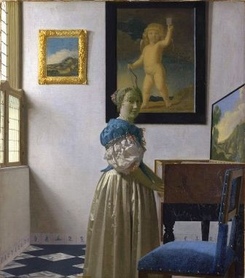 J. Vermeer - Kobieta stojąca przy klawesynie