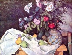 Paul Cézanne - Martwa natura z kwiatów i owoców