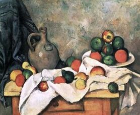 Paul Cézanne - Dzbanek i misa owoców