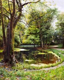 Peter Monsted - Jezioro w parku z kasztanowcami