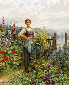 Daniel Ridgway Knight - Pielęgnowanie kwiatów