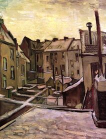 Vincent van Gogh - Podwórka starych domów w Antwerpii w śniegu