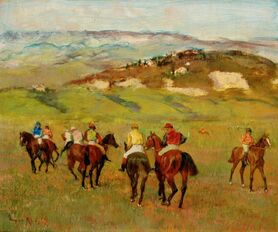 Edgar Degas - Dżokeje na koniach między wzgórzami