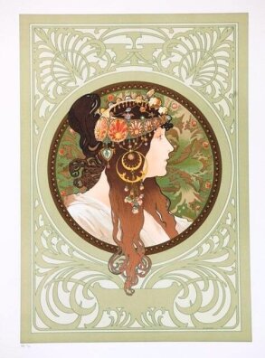 Alfons Mucha - Byzantine Head Brunette (Brunetka)