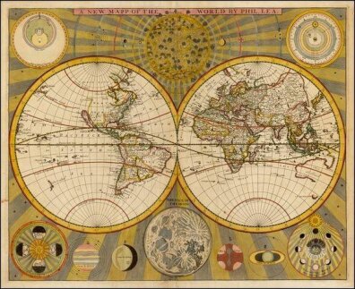 1685r. A New Mapp of the World By Phil. Lea