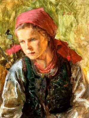 Teodor Axentowicz - Dziewczyna wiejska w chustce