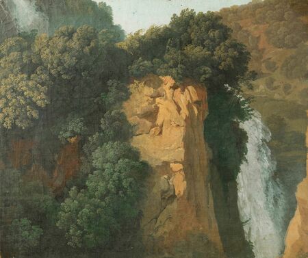 Hendrik Voogd - Zarośnięte skały z wodospadem we Włoszech  (1)