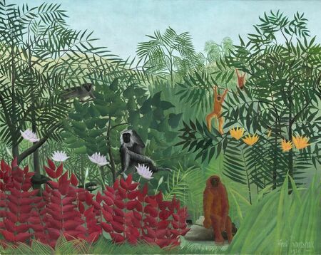 Henri Rousseau - Las tropikalny z małpami (1)