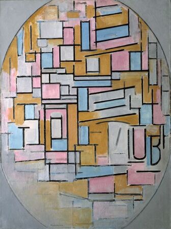 Piet Mondrian - Kompozycja owalu z kolorem (1)