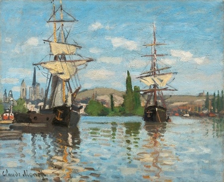 Claude Monet - Ships Riding on the Seine at Rouen  (1)