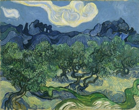 Vincent van Gogh - Drzewa oliwne z Alpilles w tle (1)