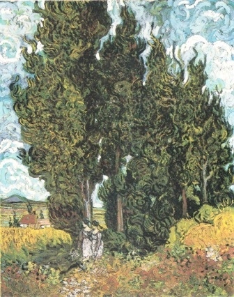 Vincent van Gogh - Cyprysy z dwoma postaciami kobiet (1)
