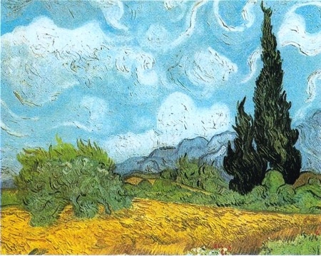 Vincent van Gogh - Pole pszenicy z cyprysami (1)