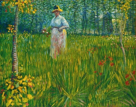 Vincent van Gogh - Kobieta przechadzająca się po ogrodzie (1)