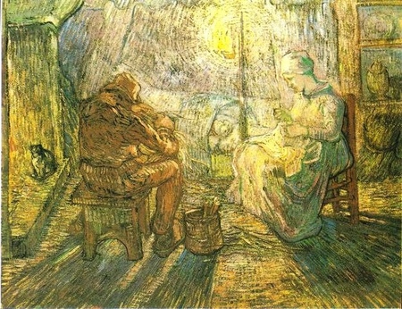 Vincent van Gogh - Wieczór czuwanie (wg Milleta)  (1)