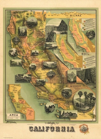 1885r. - Unikalna mapa Kaliforni (1)