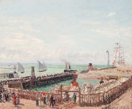 Camille Pissarro - Molo, Przystań, Wysoka Fala, Poranne słońce (The Jetty, Le Havre, High Tide, Morning Sun) (1)
