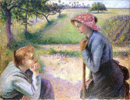 Camille Pissarro - Dwie młode dziewczyny (Two Young Peasant Women) (1)