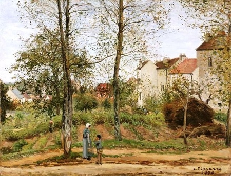 Camille Pissarro - Domy w Bougival (Jesień) - (Houses at Bougival (Autumn)) (1)