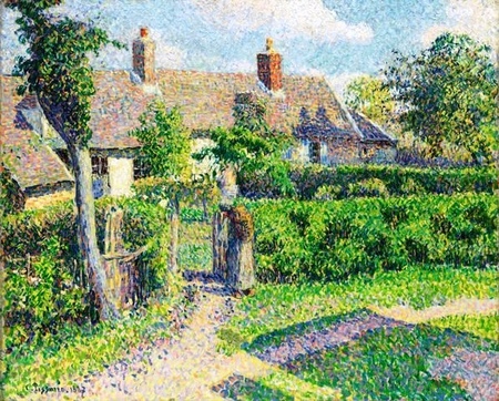 Camille Pissarro - Domy chłopskie, Eragny (Peasants' houses, Eragny) (1)