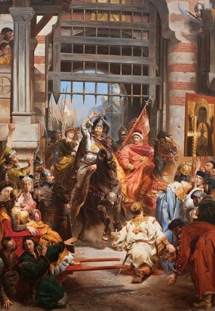 Jan Matejko - Bolesław I Chrobry ze Szczerbcem pod Złotą Bramą w Kijowie (1)