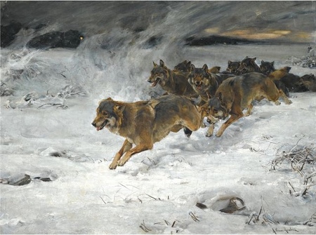 Alfred Kowalski-Wierusz - Stado wilków (1)