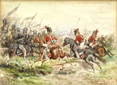 Juliusz Kossak - Polscy żołnierze walczący z Rosjanami (1)