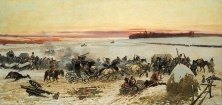 Wojciech Kossak - Przejście wojsk Napoleona przez Berezynę (1)