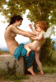 W. A. Bouguereau -  Młoda Dziewczyna broniąca się przed Erosem (1)