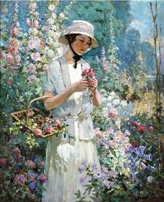 Abbott Fuller Graves - Kobieta z koszem kwiatów (1)