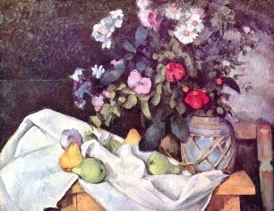 Paul Cézanne - Martwa natura z kwiatów i owoców (1)